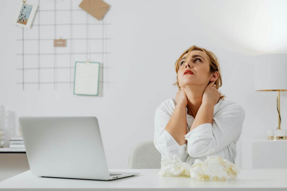 Stressed person at desk