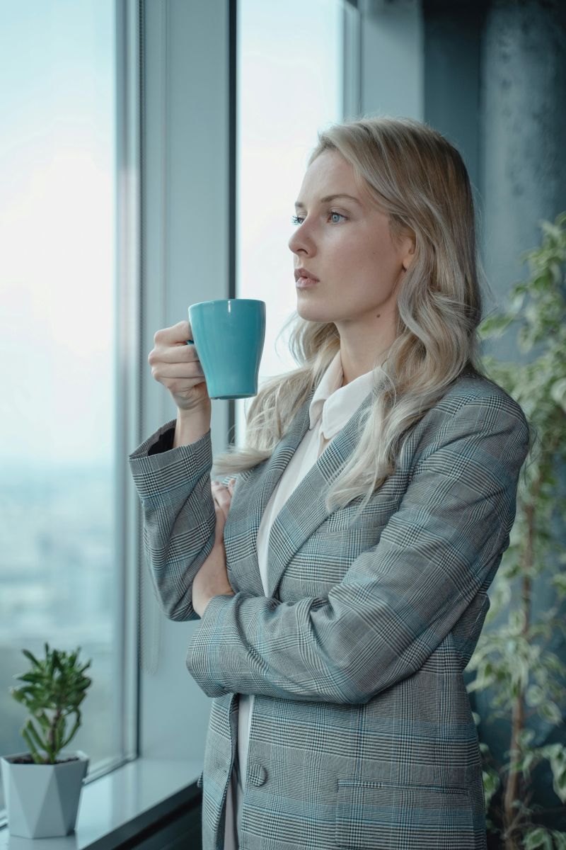 Leader in contemplation, peaceful office environment